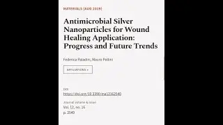 Antimicrobial Silver Nanoparticles for Wound Healing Application: Progress and Future... | RTCL.TV