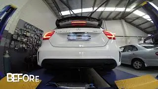 A45 AMG Milltek cat back exhaust, Static REV before and after.
