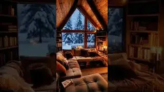 Cozy Winter Cabin Ambience - Snow, Crackling Fire, & Chill Music