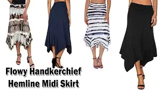 Women's Asymmetrical Skirt: DJT Women's Flowy Handkerchief Hemline Midi Skirts