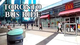 [4K HD] TTC SHUTTLE BUS TO DOWNTOWN TORONTO - Subway Closure Bus Daytime Summer Tour 2020 토론토 / トロント