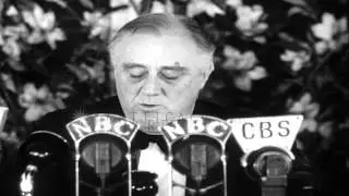 US President Franklin Roosevelt celebrates Thanksgiving with paralysis patients a...HD Stock Footage