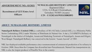NRL Recruitment 2021 | Numaligarh Refinery Limited Recruitment 2021 | Oil India Limited Recruitment