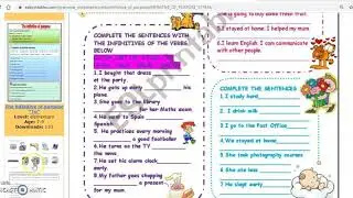 INFINITIVE OF PURPOSE WORKSHEET