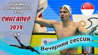 ПЛАВАНИЕ. Кубок Мира 2024 - 3 этап. Вечерняя сессия - 1 день. ФИНАЛЫ || Сингапур