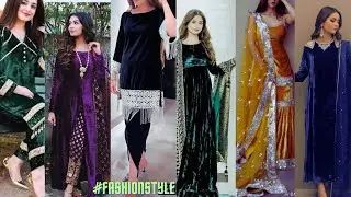 Plain velvet suit design || velvet suit designing with lace || velvet dress || #fashionstyle 