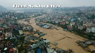 Drone view Nakhu river flood Lalitpur