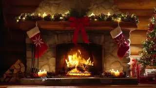 Cozy Christmas Fireplace Scene 🔥 Log Cabin Holiday Ambience