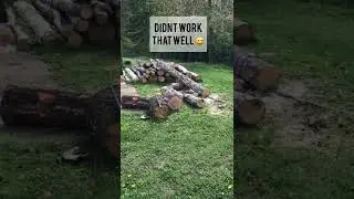 Smart use of wood makes work easy! ATV tows logs!