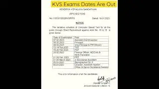 KVS PRT , TGT , PGT Exam Date Are Out #kvs #kvsprt #kvstgtpgt #kvs2022 #kvsexam2023 #viral #kvs_prt