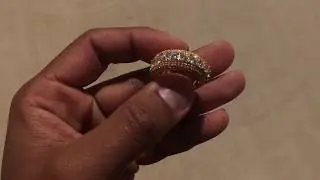 Gold CZ Band Spinner Ring