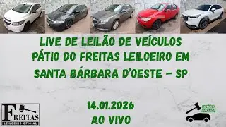 LIVE DE LEILÃO DE VEÍCULOS NO PÁTIO DO FREITAS LEILOEIRO DIA 14.01.2026