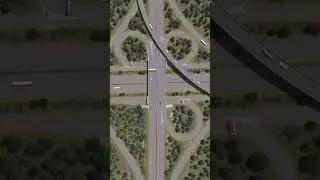 Autobahn Cloverleaf Interchange With Flyover - Cities Skylines #shorts