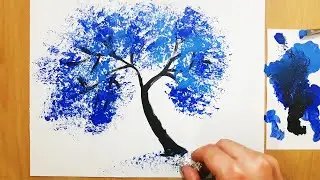 Akrilik Boya İle Çok Kolay Ağaç Yapma Tekniği __Acrylic Painting Tree Drawing
