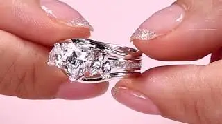Jeulia Heart Cut Three Stone Sterling Silver Interchangeable Ring Set - Jeulia.com