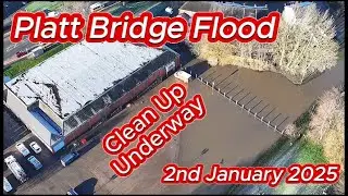 Platt Bridge Flood   The Clean Up is underway - January 2nd 2025 - drone footage #flood  #djidrone