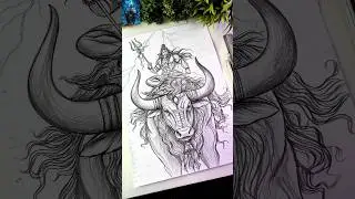Lord Shiva With Nandi Maharaj Drawing 🔥❤ Mahashivratri Drawing Mahadev #shorts #lordshiva #drawing