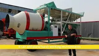 YJZM25 Mobile Drum Concrete Batching Plant | 2-Bin Aggregate Weighing