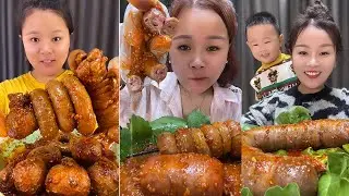 Mukbang ASMR FOOD STYLE EATING FAST FOOD CHALLENGE #spicyfood #sausage #三大爷美食铺