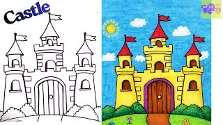 Castle drawing/ easy castle drawing for kids with step by step instructions 