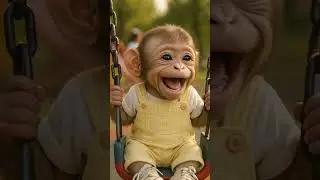 Baby Monkey Laughs on Swing 🎠😂