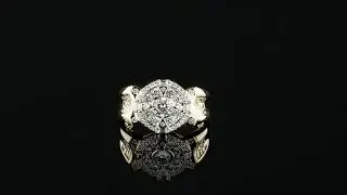 Iced Compass Ring - Men's 14k Gold Plated Real 925 Sterling Silver Iced CZ Solitaire Pinky Ring