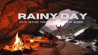 Warm Cave Ambience 🌧️🔥 Rain, Fireplace & Thunder Sounds for Deep Sleep on a Peaceful Night 🌧️🔥