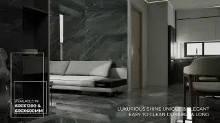 Yorkshire Nero Gloss Porcelain Wall Floor Kitchen Bathroom Tiles 60x60cm