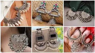 Sch&ouml;ne und trendige Designs f&uuml;r oxidierte Silberohrringe f&uuml;r M&auml;dchen/Frauen | Ohrringe aus oxidie...