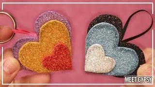 Llaveros de corazon FACILES Y BONITOS de goma eva | LLAVERO CORAZON con FOAMI