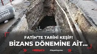 İstanbul'un g&ouml;beğinde İSKİ kazısı sırasında tarihi keşif