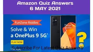 Amazon Funzone Riddle Quiz Answers Today|6 MAY 2021| Daily Quiz Time
