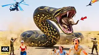 Brave Heroes Save Screaming Baby Elephant from Monster Python Coils