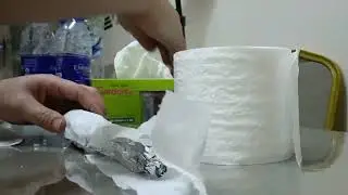 Food sculpture using aluminum foil and tissue paper.
