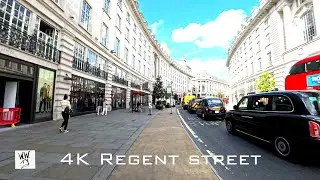 Walk Along Regent Street from Piccadilly Circus to Oxford Street 4K Raw Sound Unedited