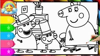 Peppa Pig Wants to Play Happy Mrs Chicken Game on the Computer || Learn To Draw and Color Peppa Pig