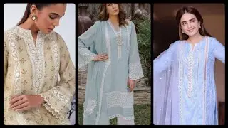 Trending white lace suit design| plain suit lace design