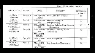 MBA 3rd Semester Exam TimeTable February 2021| Acharya Nagarjuna University | FhaYas InfoTech |