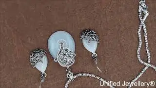Elegant Silver Tone Teardrop Pendant Necklace Dangle Earrings Jewelry Set B45