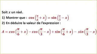 Exercice 2: Montrer une égalité trigonométrique - Calcul trigonométrique - TRONC COMMUN SCIENTIFIQUE