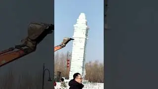 Massive Ice Structure Topples Over! Watch the Shocking Moment #shorts