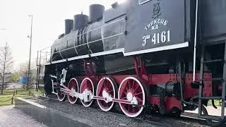 Astana Train station with a soviet train on show case