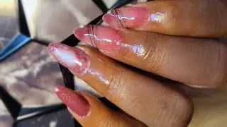 Nail extension with chrome, marvel art, blossom flower with stone , glitter flex and spider gel...❤️