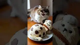 Cat's Funny Reaction🤣🤣#funny  #cat videos #shorts #cake cutting
