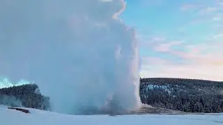 Old Faithful at 20 Degrees Below Zero at Sunrise