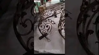luxury brass stair railing production finished, looking forward the final installed effect.