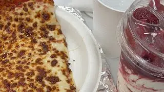 Costco cheese pizza + 🍓🍦#asmr #mukbang #costco #live #livestream #livestreaming
