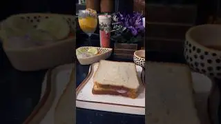 Brunching at home, not any fancy cafe! Hung curd spread with aloo cutlets layered like a sandwich 🥪