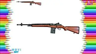 How to Draw a M14 Gun - USA Weapon Easy Drawing Lesson