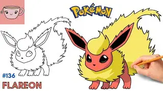 How To Draw Flareon | Pokemon #136 | Cute Easy Step By Step Drawing Tutorial